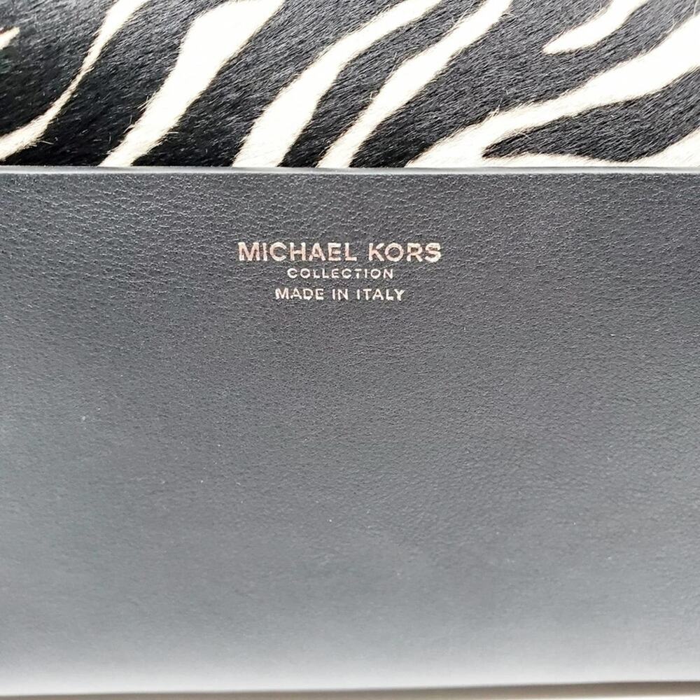 NWT Michael Kors Bancroft Black and White Calf Hair Shoulder Bag - Picture 10 of 11